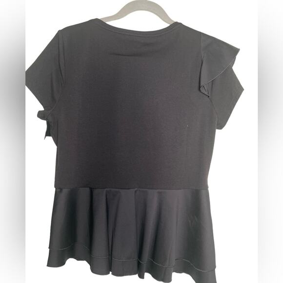 WHBM Black Ruffles Peplum Blouse Size M - Picture 6 of 11